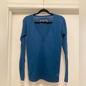 Vtg American Eagle thermal full sleeve V neck top blue coquette Bella Swan